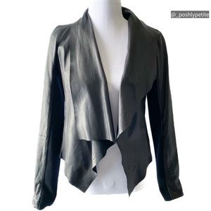 COPY - Trouve XS waterfall collar faux leather open jacket